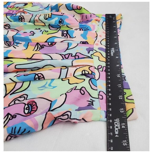 Lightweight Abstract Pleated High-waist Wide Leg Palazzo Pants O.VIANCA Size S - Picture 5 of 12